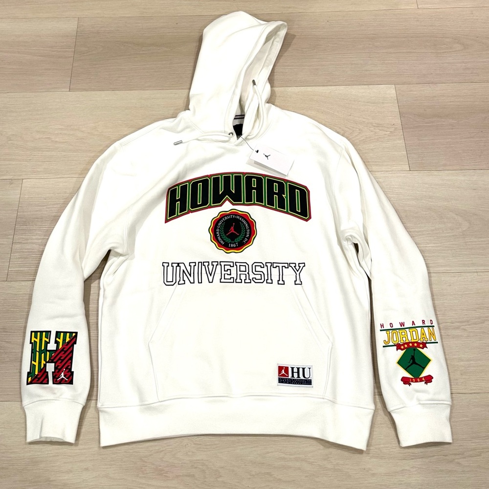 Nike Jordan DC Howard University Fleece Pullover  Hoodie White Large HJ5908-133